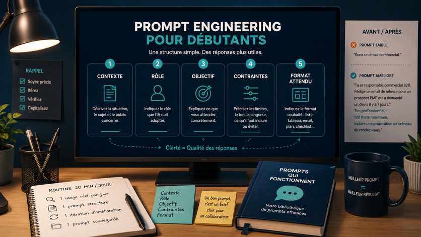 Écran montrant une structure de prompt professionnel